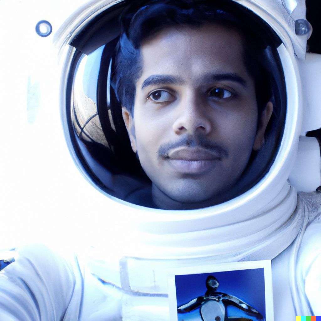 an astronaut, photograph, Polaroid